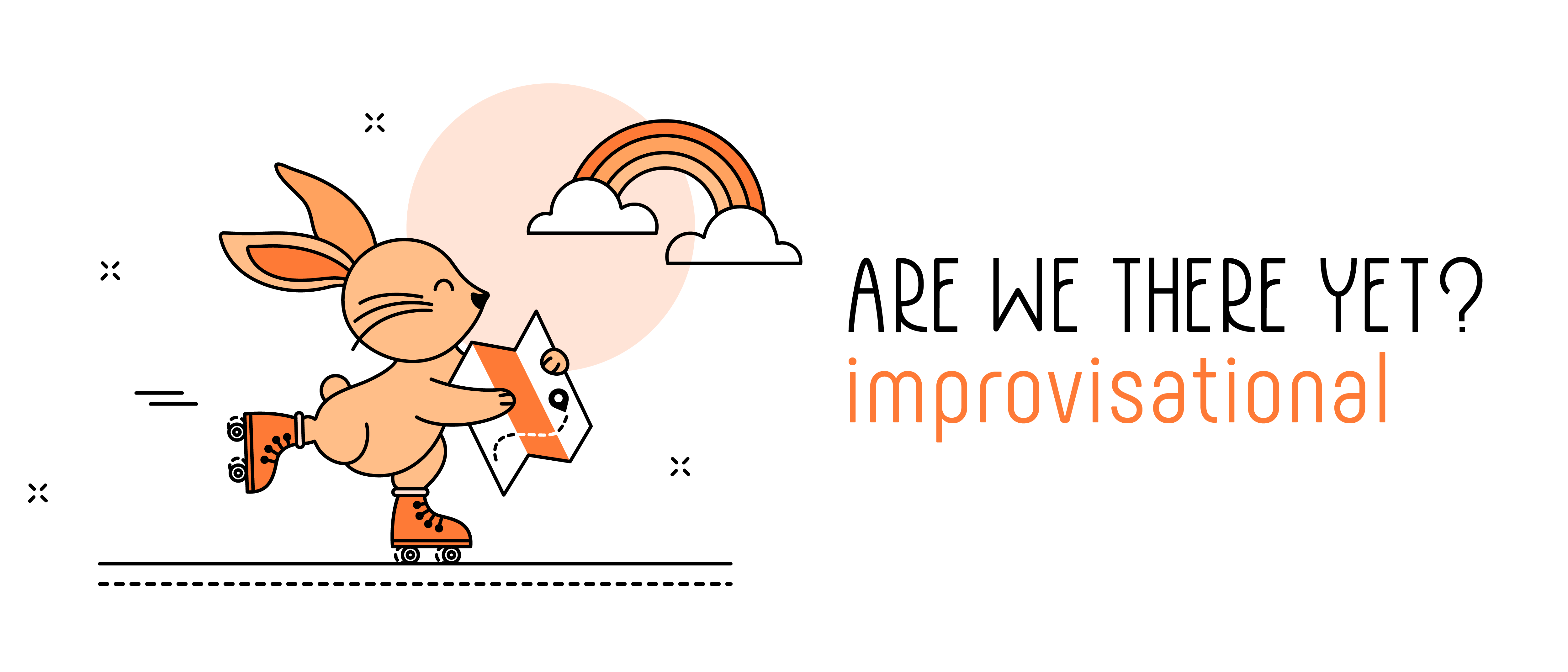 24-25 Improv - Are We There Yet? logo of a bunny on roller skates