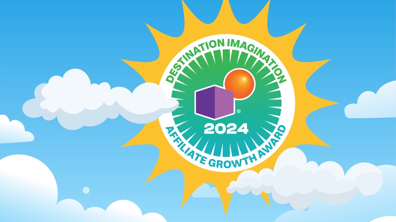 Image of a colorful badge for the 2024 Destination Imagination Affiliate Growth Award.